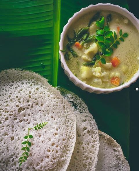 India food with recipes appam and stew